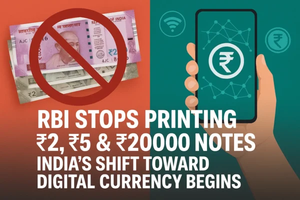 RBI Stops Printing ₹2, ₹5 & ₹2000 Notes: India’s Shift Toward Digital Currency Begins RBI stops printing currency notes